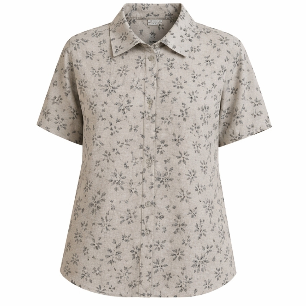Pride & Joy Gray Floral Decorative Button Detail Blouse Sz 12M